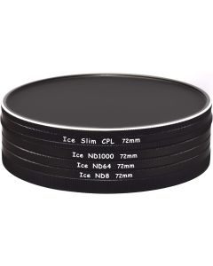 ICE 72mm Slim CPL ND 4 Filter Stack Cap Set ND1000 ND64 ND8 Neutral Density 10, 6, 3 Stop Optical Glass 72